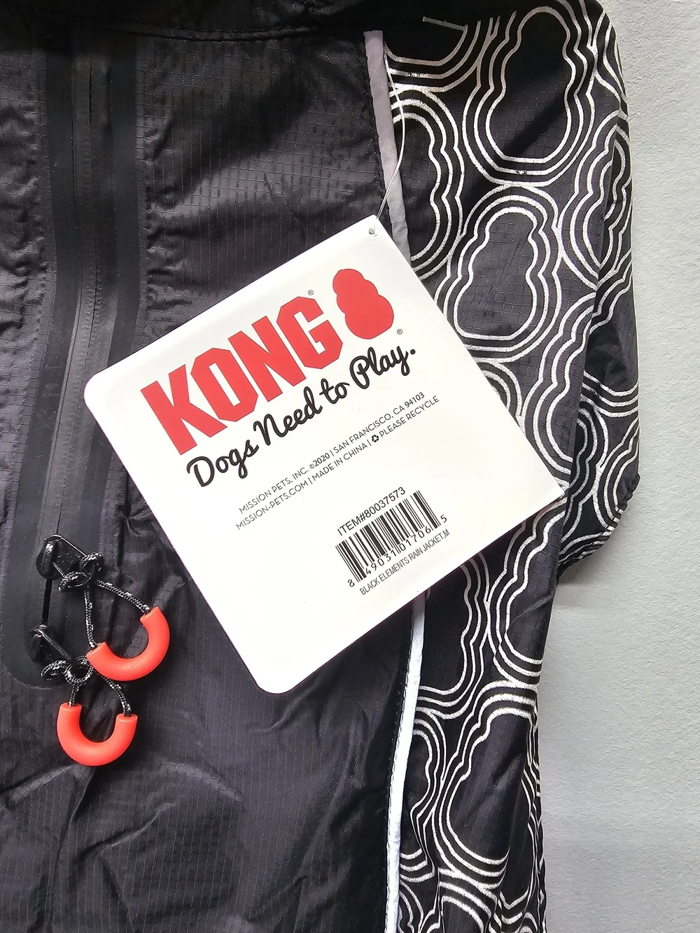 NWT KONG Outerwear Black Rain Jacket for Dogs